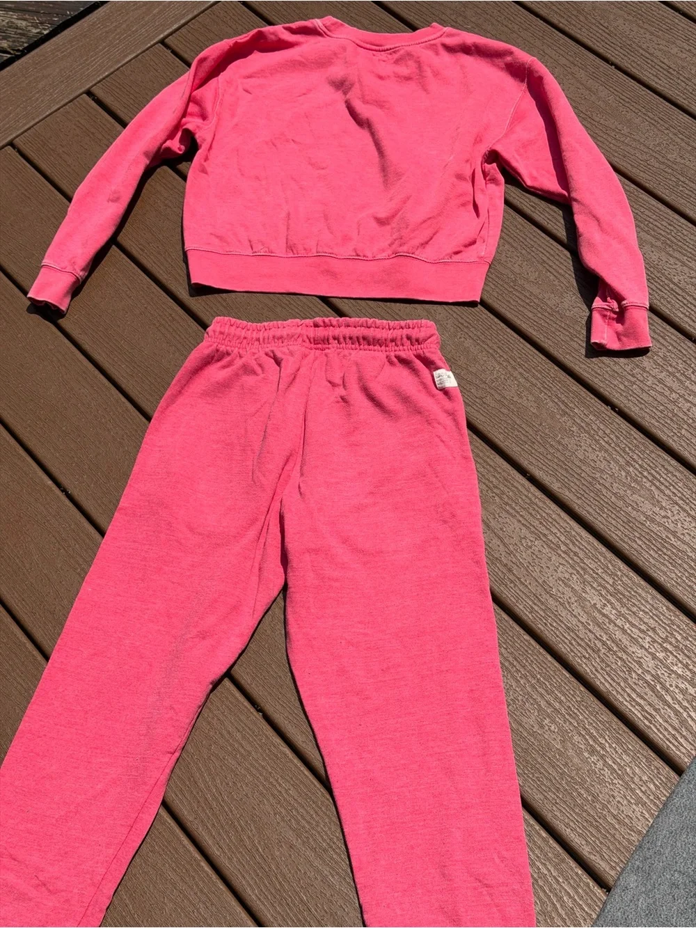 Pop Surf Pink Holiday World Cropped Sweatshirt Joggers Set S